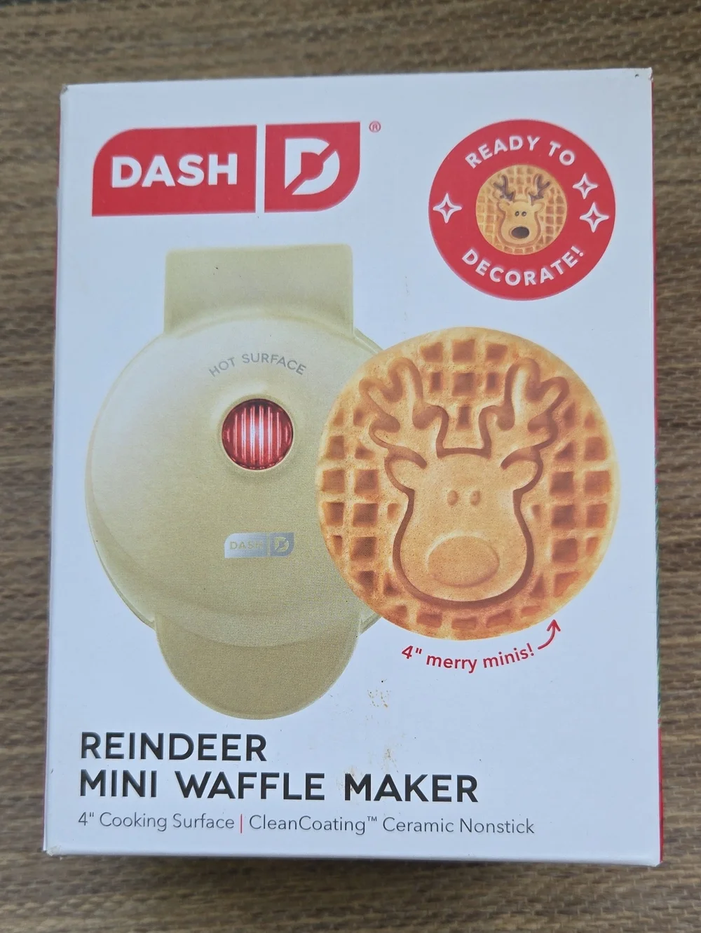 Dash Reindeer Mini Waffle Maker New
